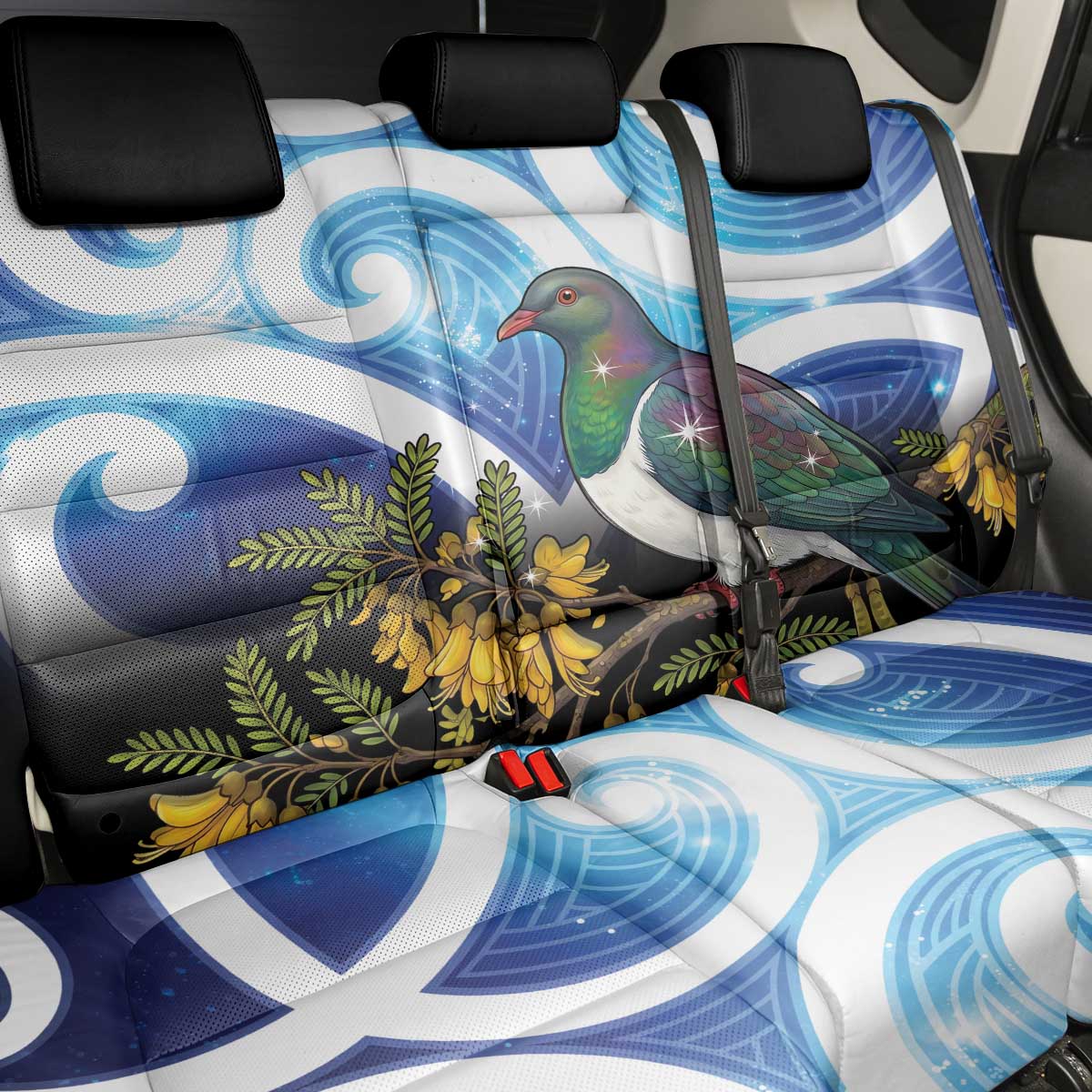 Kekeru New Zealand Matariki Back Car Seat Cover Kukupa Kowhai Maori New Year Blue Version