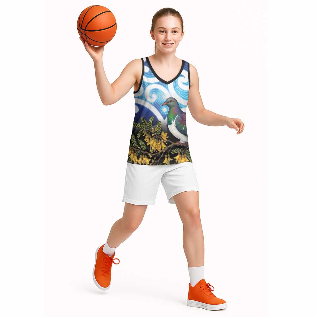 Kekeru New Zealand Matariki Basketball Jersey Kukupa Kowhai Maori New Year Blue Version