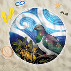 Kekeru New Zealand Matariki Beach Blanket Kukupa Kowhai Maori New Year Blue Version