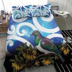 Kekeru New Zealand Matariki Bedding Set Kukupa Kowhai Maori New Year Blue Version