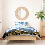 Kekeru New Zealand Matariki Bedding Set Kukupa Kowhai Maori New Year Blue Version