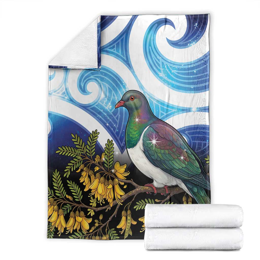 Kekeru New Zealand Matariki Blanket Kukupa Kowhai Maori New Year Blue Version