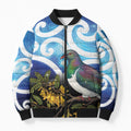 Kekeru New Zealand Matariki Bomber Puffer Jacket Kukupa Kowhai Maori New Year Blue Version