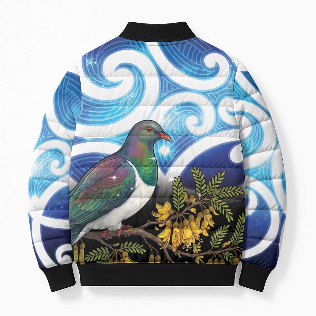 Kekeru New Zealand Matariki Bomber Puffer Jacket Kukupa Kowhai Maori New Year Blue Version