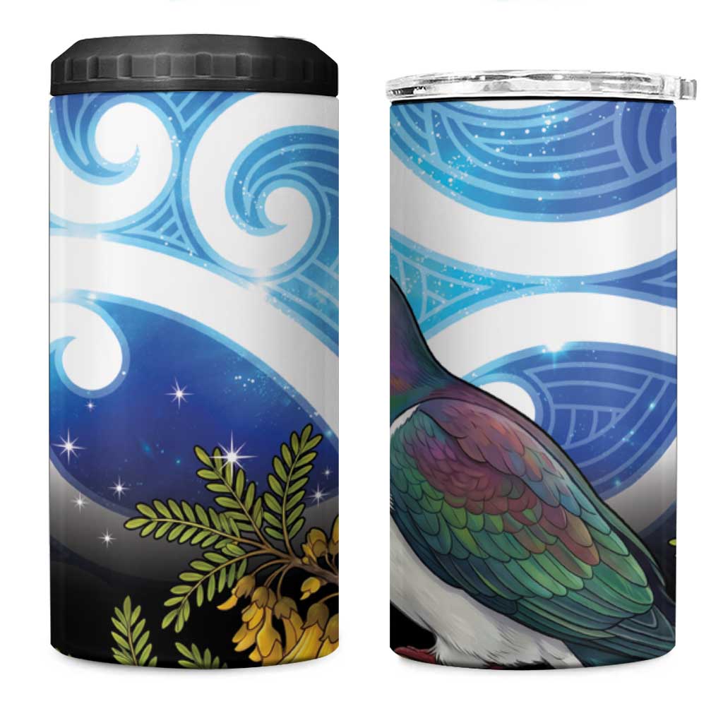 Kekeru New Zealand Matariki 4 in 1 Can Cooler Tumbler Kukupa Kowhai Maori New Year Blue Version