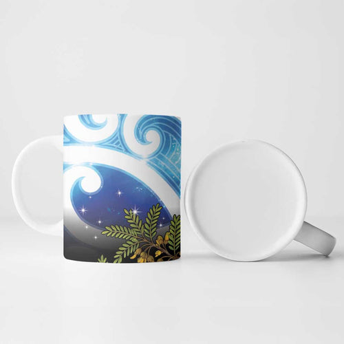 Kekeru New Zealand Matariki Ceramic Mug Kukupa Kowhai Maori New Year Blue Version