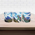 Kekeru New Zealand Matariki Ceramic Mug Kukupa Kowhai Maori New Year Blue Version