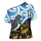 Kekeru New Zealand Matariki Cross Shoulder Shirt Kukupa Kowhai Maori New Year Blue Version
