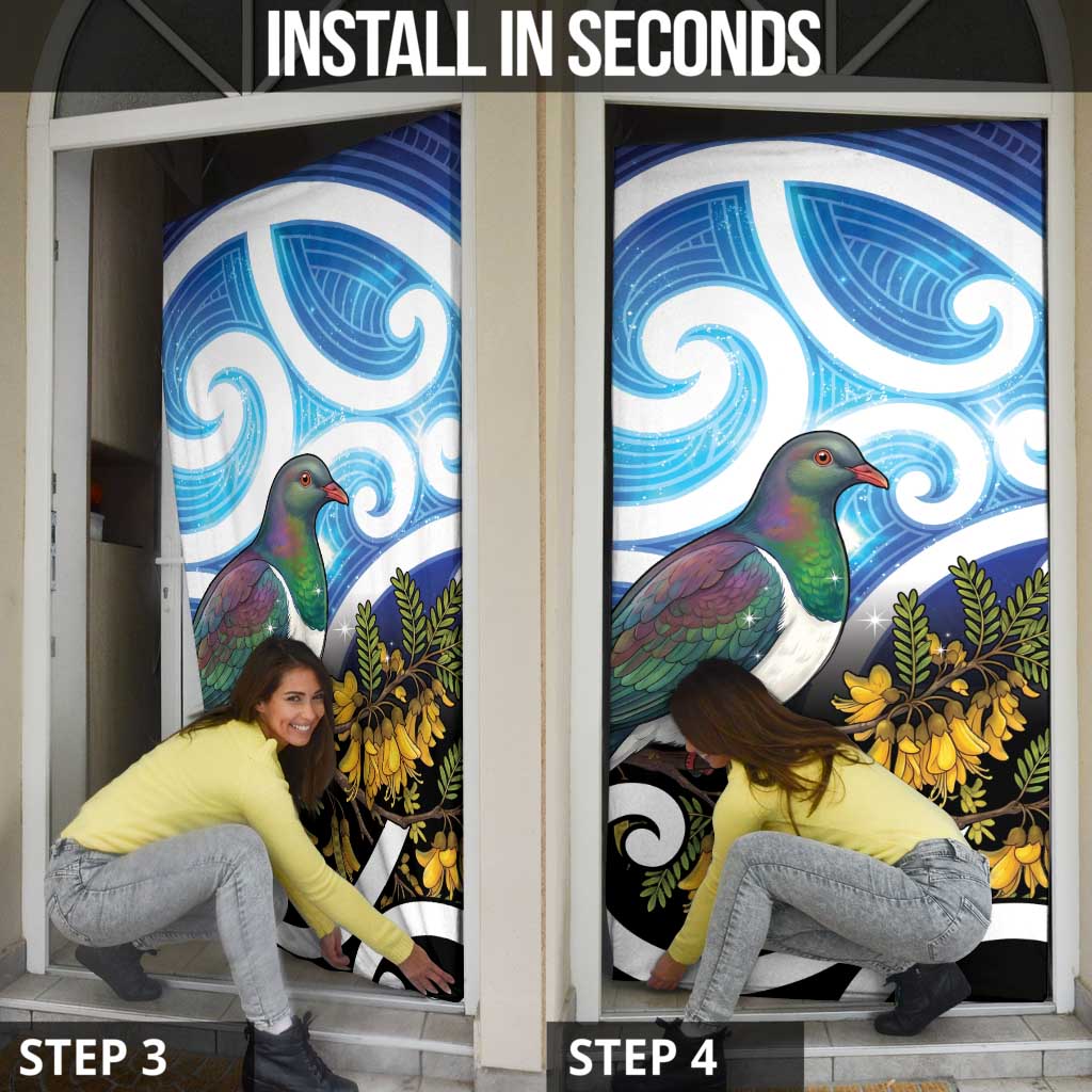 Kekeru New Zealand Matariki Door Cover Kukupa Kowhai Maori New Year Blue Version