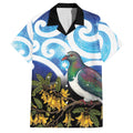 Kekeru New Zealand Matariki Family Matching Long Sleeve Bodycon Dress and Hawaiian Shirt Kukupa Kowhai Maori New Year Blue Version