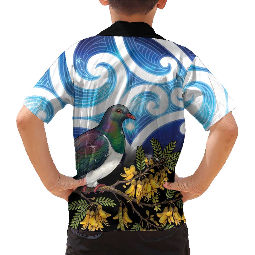 Kekeru New Zealand Matariki Family Matching Mermaid Dress and Hawaiian Shirt Kukupa Kowhai Maori New Year Blue Version