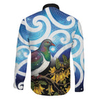 Kekeru New Zealand Matariki Family Matching Off Shoulder Maxi Dress and Hawaiian Shirt Kukupa Kowhai Maori New Year Blue Version