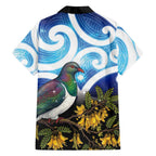 Kekeru New Zealand Matariki Family Matching Summer Maxi Dress and Hawaiian Shirt Kukupa Kowhai Maori New Year Blue Version