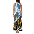 Kekeru New Zealand Matariki Family Matching Tank Maxi Dress and Hawaiian Shirt Kukupa Kowhai Maori New Year Blue Version