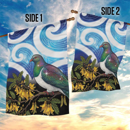 Kekeru New Zealand Matariki Garden Flag Kukupa Kowhai Maori New Year Blue Version
