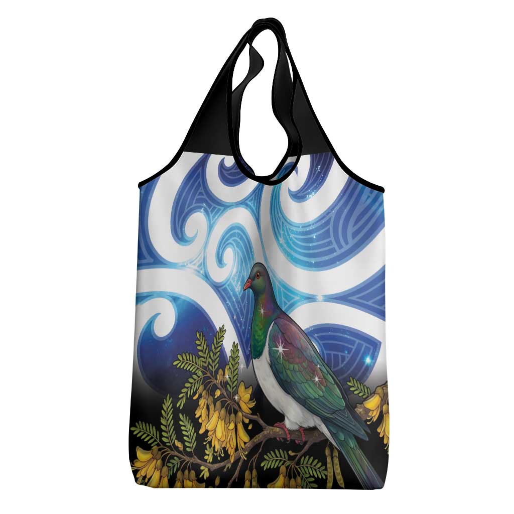 Kekeru New Zealand Matariki Grocery Bag Kukupa Kowhai Maori New Year Blue Version