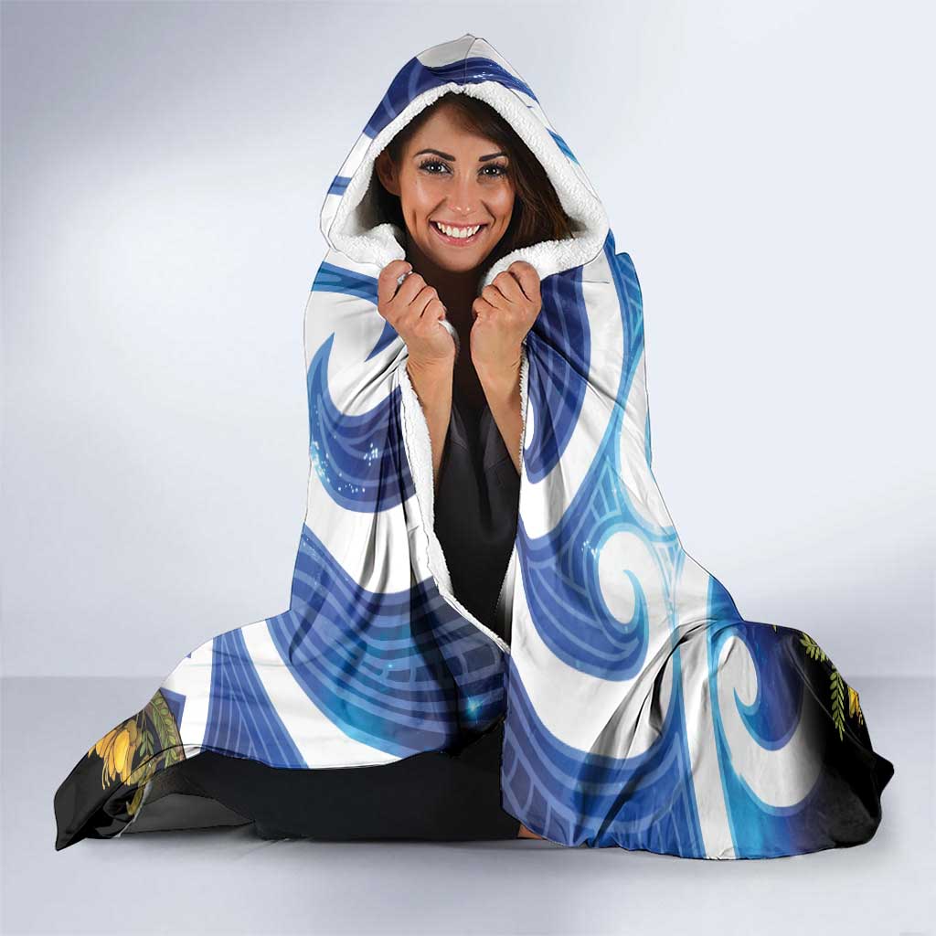 Kekeru New Zealand Matariki Hooded Blanket Kukupa Kowhai Maori New Year Blue Version