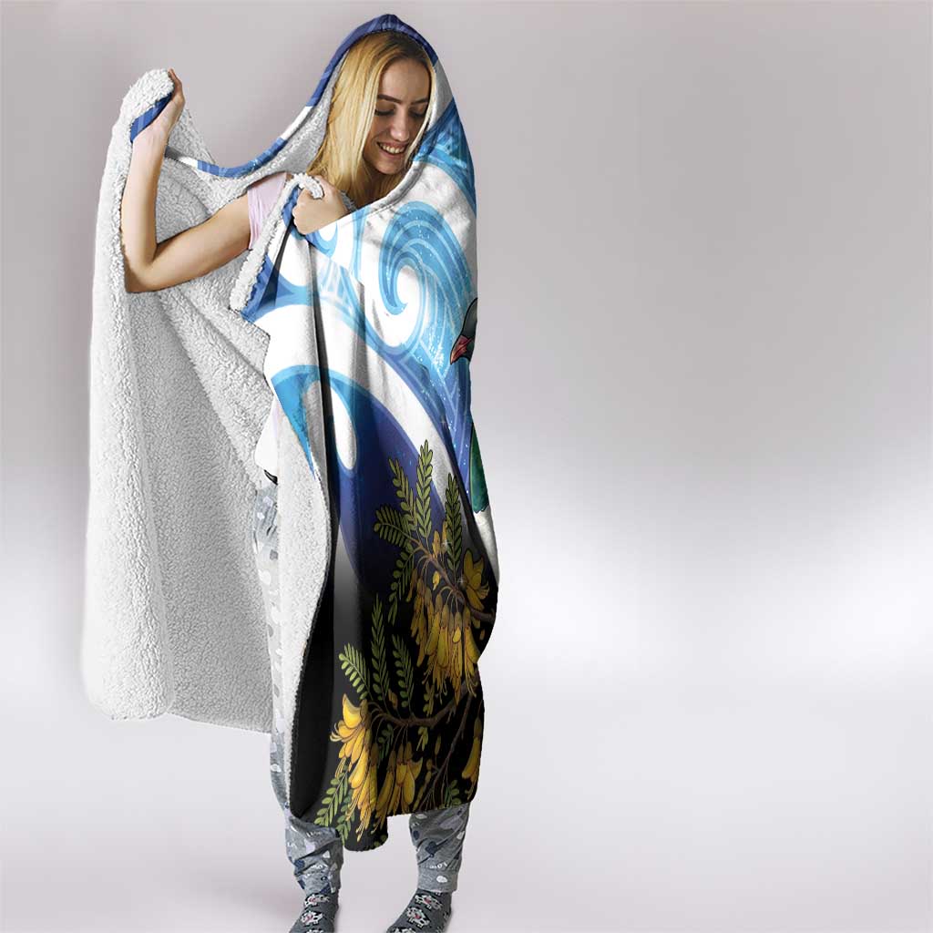 Kekeru New Zealand Matariki Hooded Blanket Kukupa Kowhai Maori New Year Blue Version