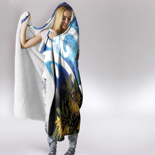 Kekeru New Zealand Matariki Hooded Blanket Kukupa Kowhai Maori New Year Blue Version