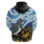 Kekeru New Zealand Matariki Hoodie Kukupa Kowhai Maori New Year Blue Version
