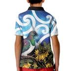 Kekeru New Zealand Matariki Kid Polo Shirt Kukupa Kowhai Maori New Year Blue Version