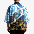 Kekeru New Zealand Matariki Kimono Kukupa Kowhai Maori New Year Blue Version