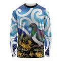 Kekeru New Zealand Matariki Long Sleeve Shirt Kukupa Kowhai Maori New Year Blue Version