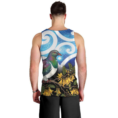 Kekeru New Zealand Matariki Men Tank Top Kukupa Kowhai Maori New Year Blue Version