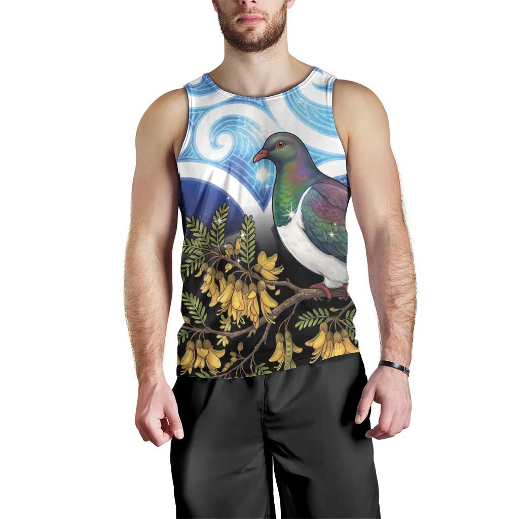 Kekeru New Zealand Matariki Men Tank Top Kukupa Kowhai Maori New Year Blue Version