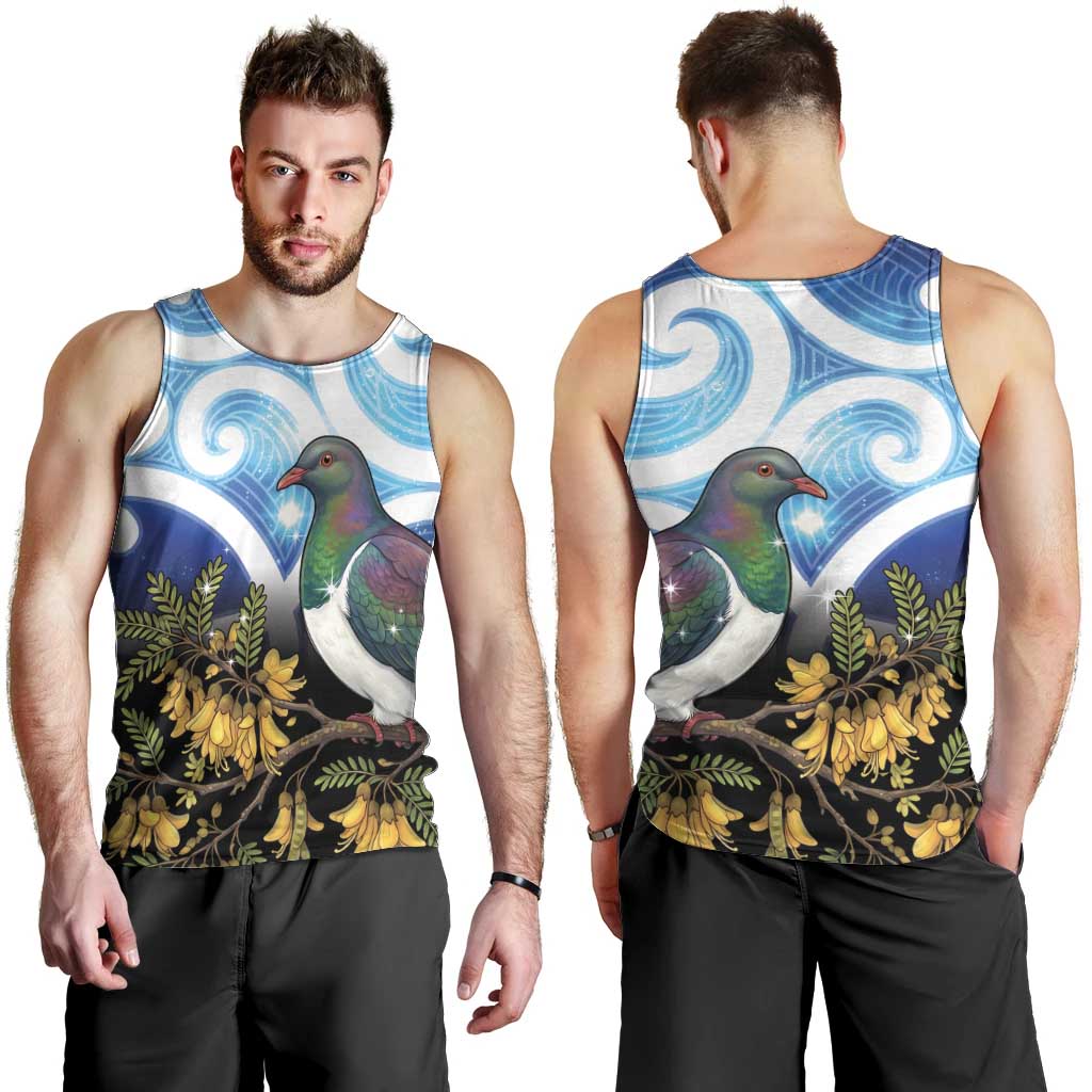 Kekeru New Zealand Matariki Men Tank Top Kukupa Kowhai Maori New Year Blue Version