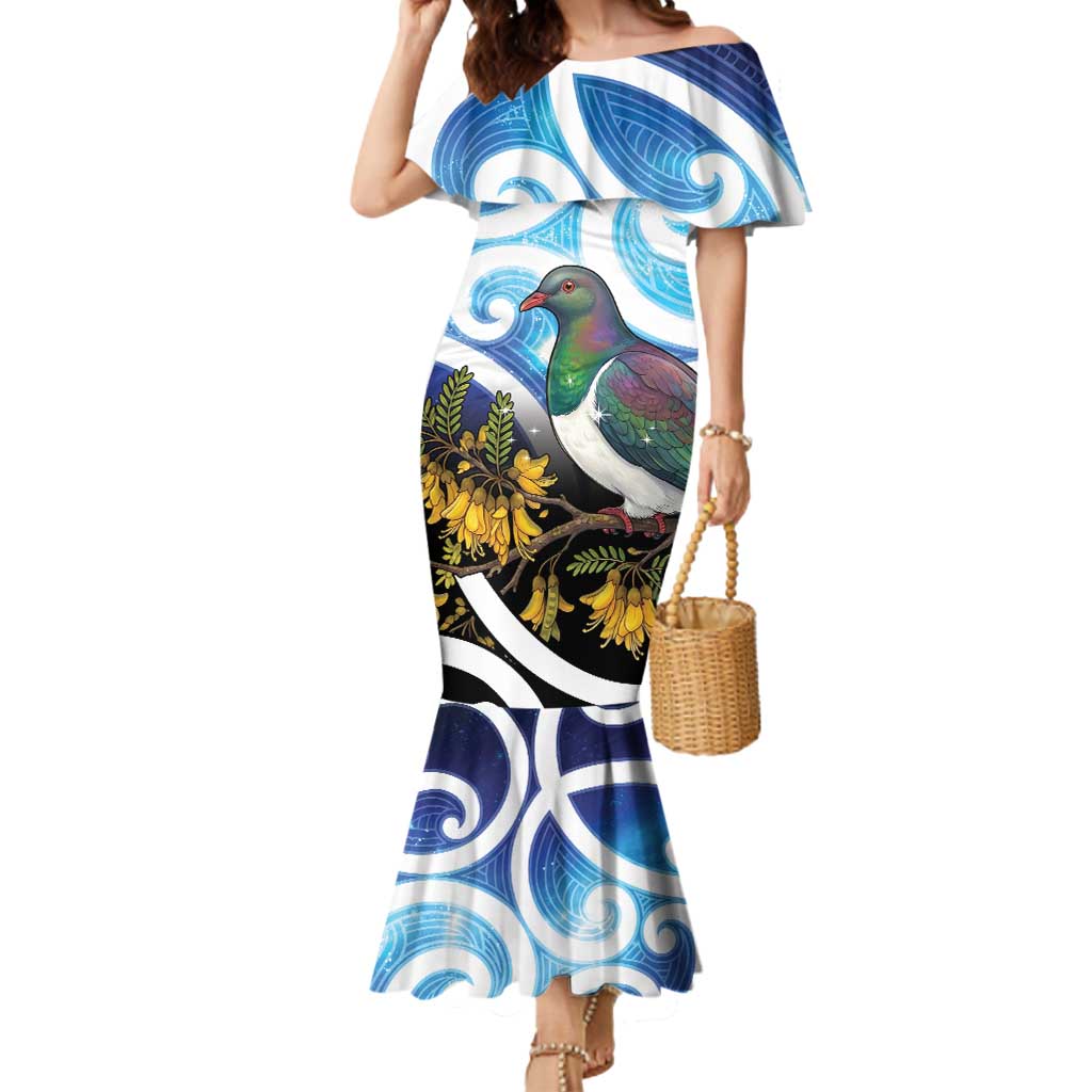 Kekeru New Zealand Matariki Mermaid Dress Kukupa Kowhai Maori New Year Blue Version