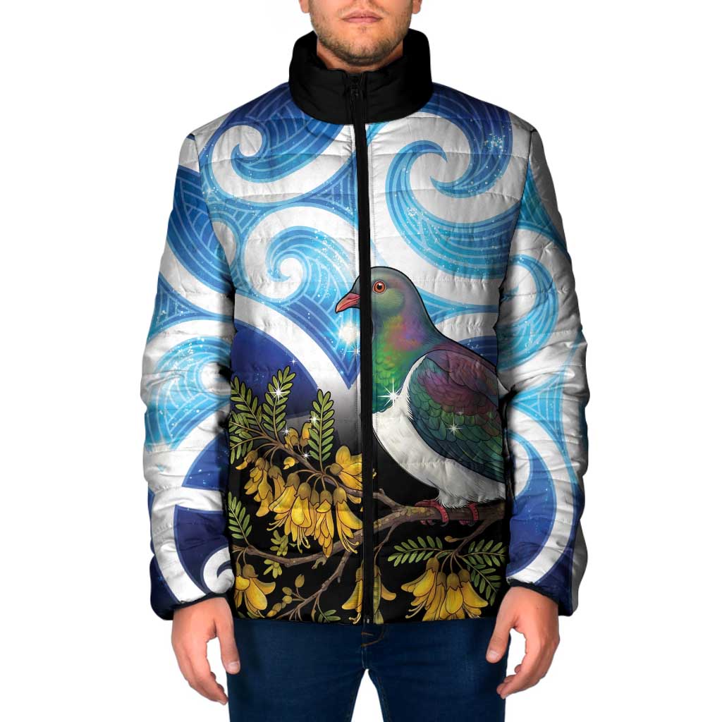 Kekeru New Zealand Matariki Padded Jacket Kukupa Kowhai Maori New Year Blue Version