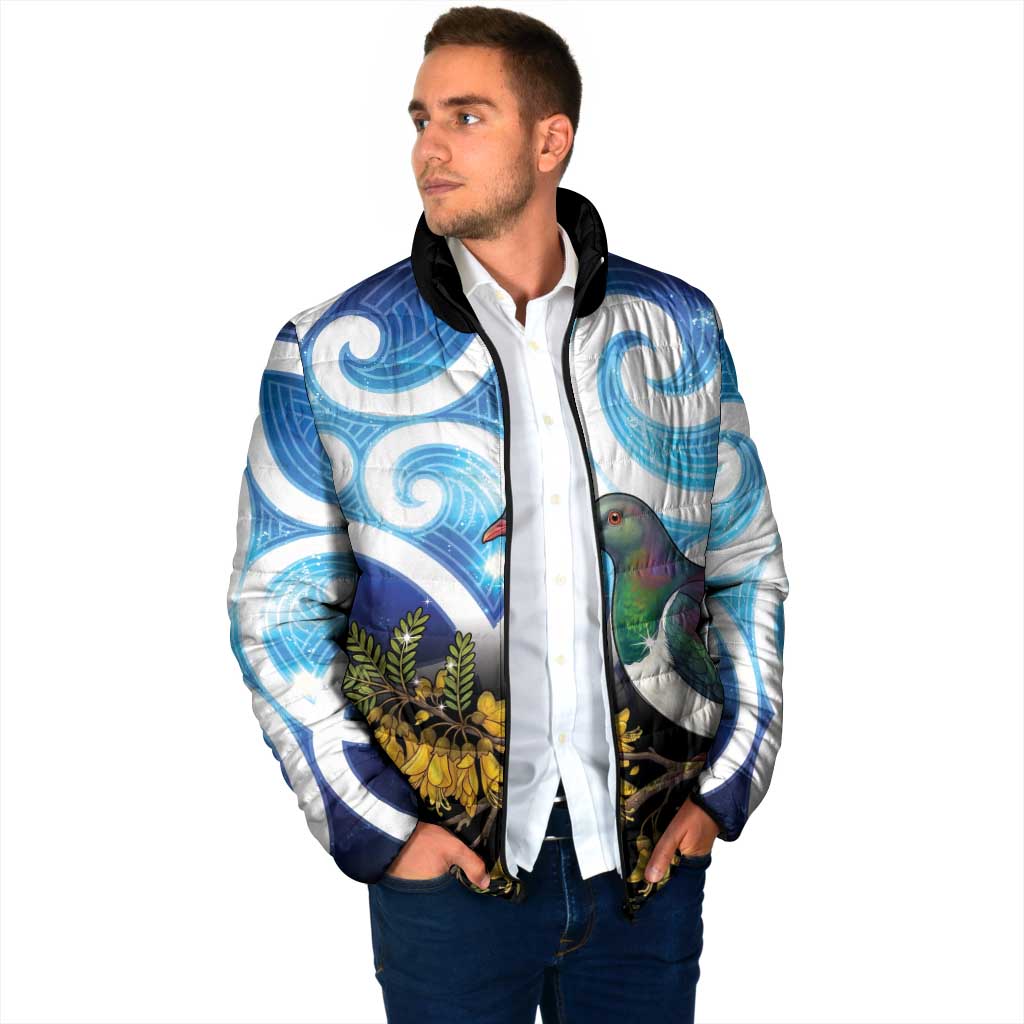 Kekeru New Zealand Matariki Padded Jacket Kukupa Kowhai Maori New Year Blue Version