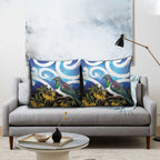 Kekeru New Zealand Matariki Pillow Cover Kukupa Kowhai Maori New Year Blue Version