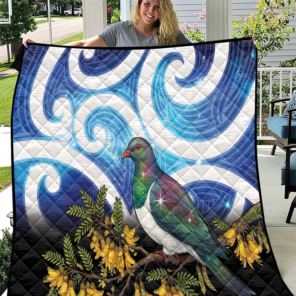 Kekeru New Zealand Matariki Quilt Kukupa Kowhai Maori New Year Blue Version