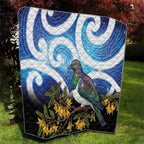 Kekeru New Zealand Matariki Quilt Kukupa Kowhai Maori New Year Blue Version