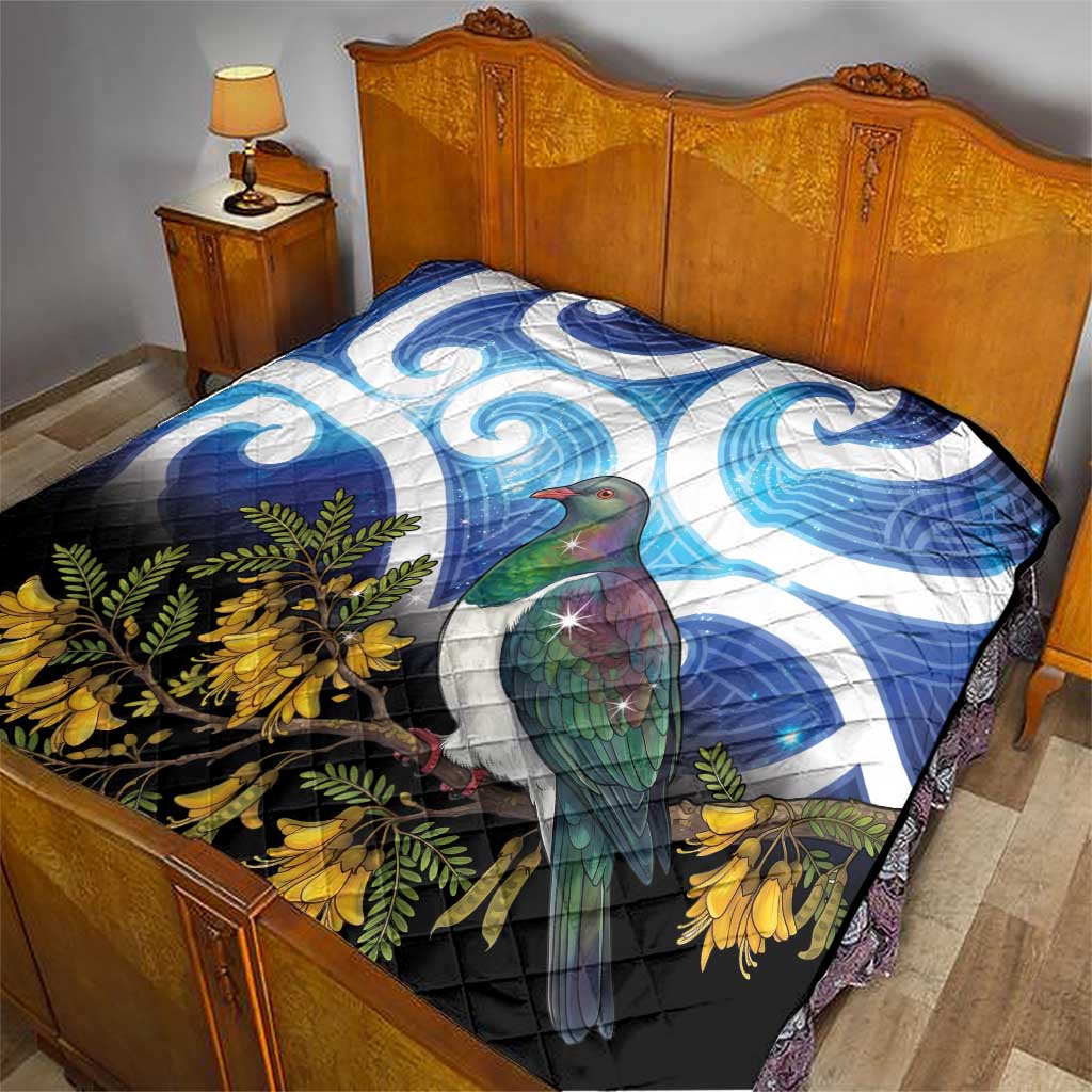 Kekeru New Zealand Matariki Quilt Kukupa Kowhai Maori New Year Blue Version