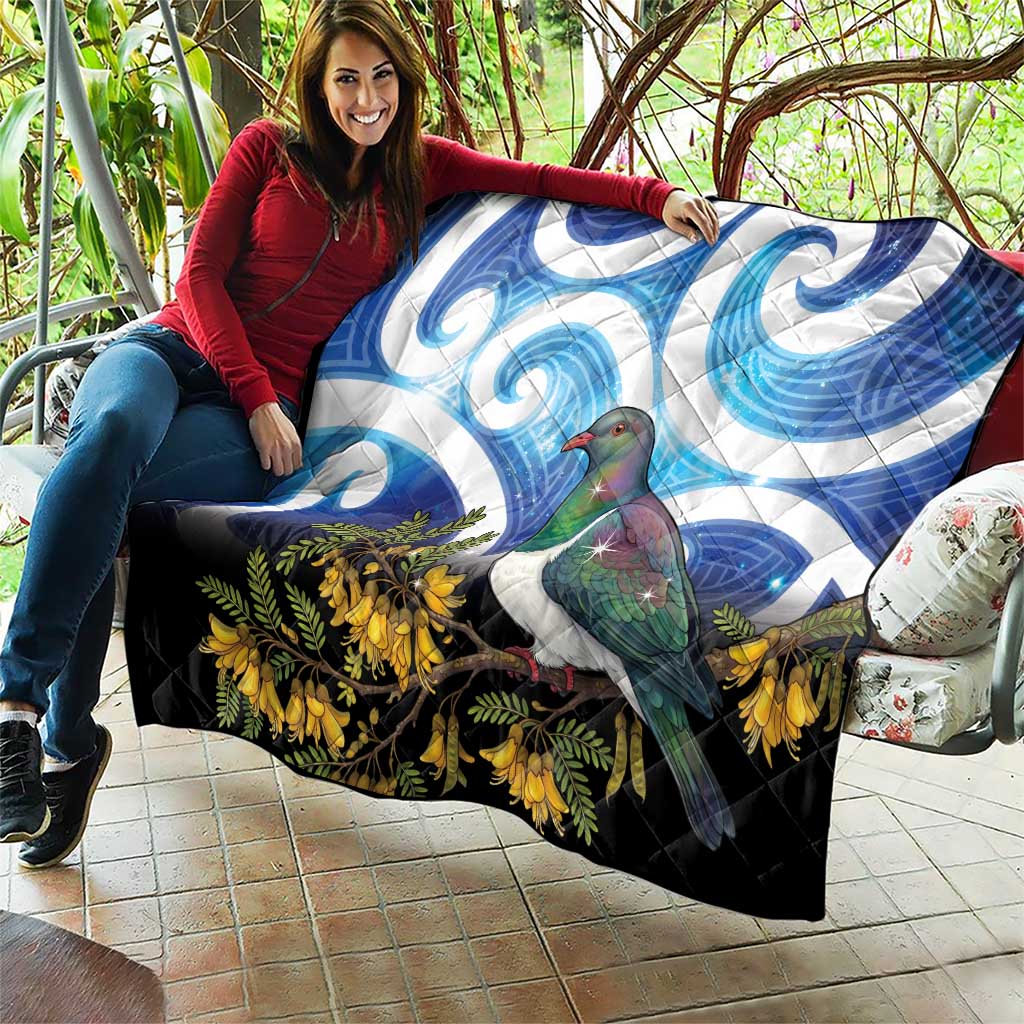 Kekeru New Zealand Matariki Quilt Kukupa Kowhai Maori New Year Blue Version