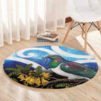 Kekeru New Zealand Matariki Round Carpet Kukupa Kowhai Maori New Year Blue Version