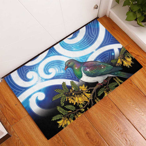 Kekeru New Zealand Matariki Rubber Doormat Kukupa Kowhai Maori New Year Blue Version