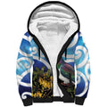 Kekeru New Zealand Matariki Sherpa Hoodie Kukupa Kowhai Maori New Year Blue Version