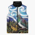Kekeru New Zealand Matariki Sleeveless Puffer Jacket Kukupa Kowhai Maori New Year Blue Version