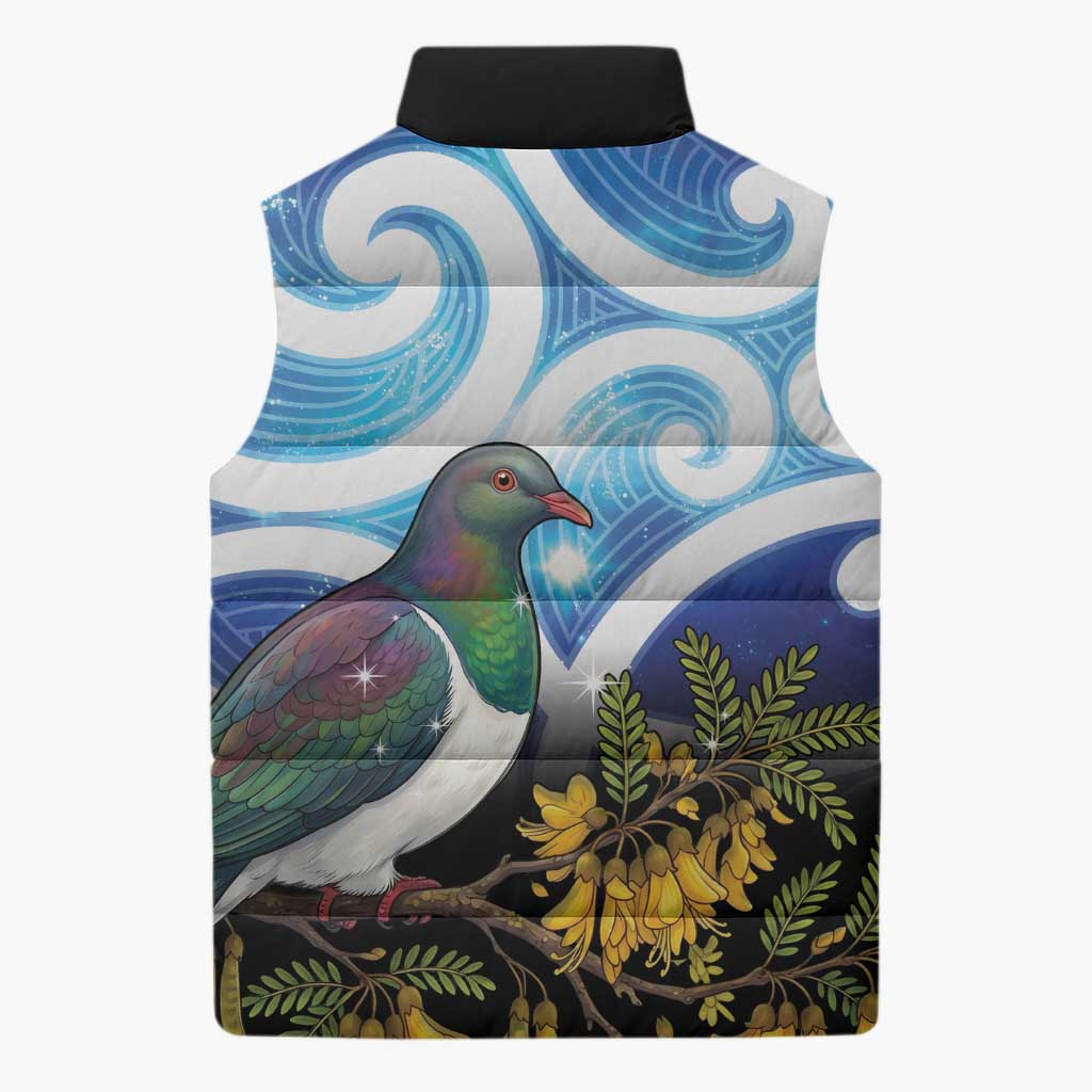 Kekeru New Zealand Matariki Sleeveless Puffer Jacket Kukupa Kowhai Maori New Year Blue Version