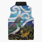 Kekeru New Zealand Matariki Sleeveless Puffer Jacket Kukupa Kowhai Maori New Year Blue Version