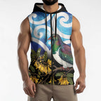 Kekeru New Zealand Matariki Sleeveless Zip Hoodie Kukupa Kowhai Maori New Year Blue Version