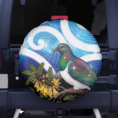 Kekeru New Zealand Matariki Spare Tire Cover Kukupa Kowhai Maori New Year Blue Version