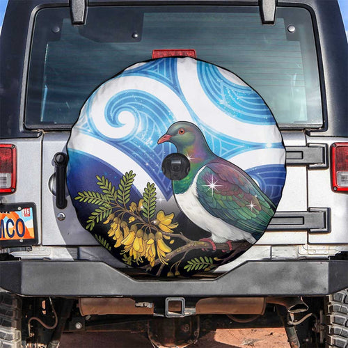 Kekeru New Zealand Matariki Spare Tire Cover Kukupa Kowhai Maori New Year Blue Version