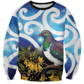 Kekeru New Zealand Matariki Sweatshirt Kukupa Kowhai Maori New Year Blue Version