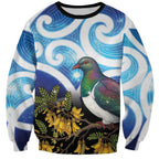 Kekeru New Zealand Matariki Sweatshirt Kukupa Kowhai Maori New Year Blue Version