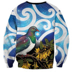 Kekeru New Zealand Matariki Sweatshirt Kukupa Kowhai Maori New Year Blue Version